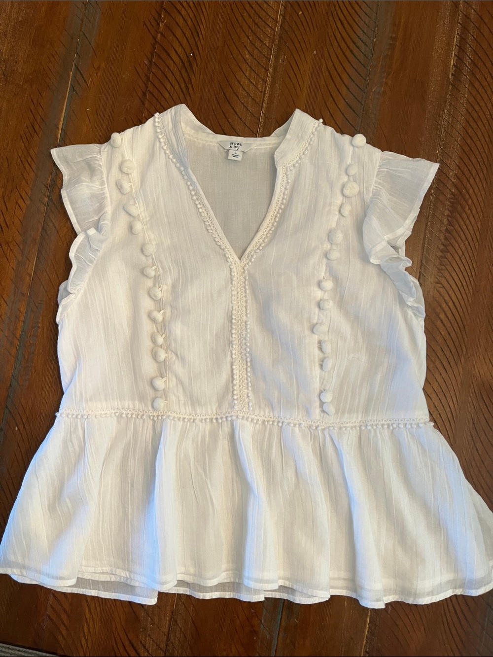 White Flutter Sleeve Top
